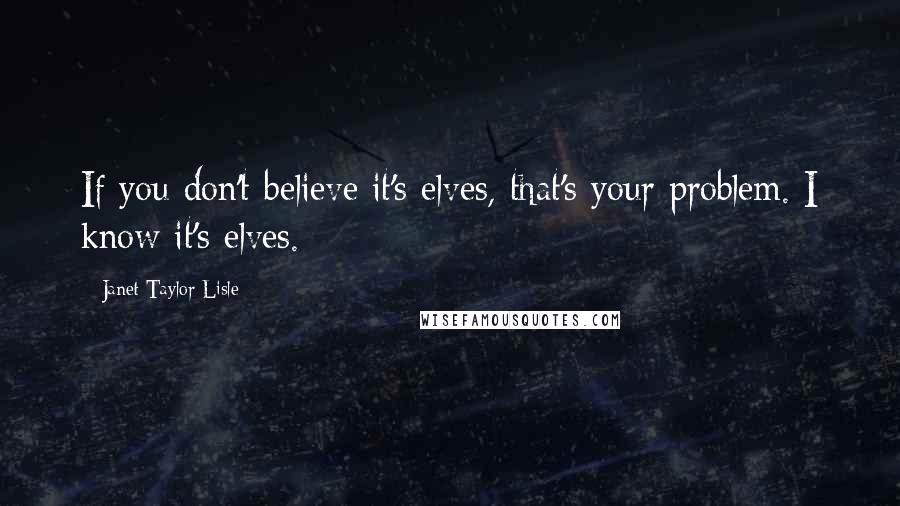 Janet Taylor Lisle Quotes: If you don't believe it's elves, that's your problem. I know it's elves.