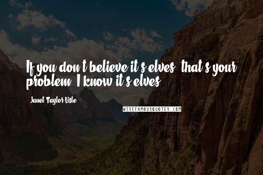 Janet Taylor Lisle Quotes: If you don't believe it's elves, that's your problem. I know it's elves.