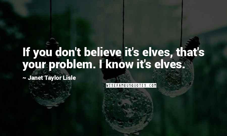 Janet Taylor Lisle Quotes: If you don't believe it's elves, that's your problem. I know it's elves.