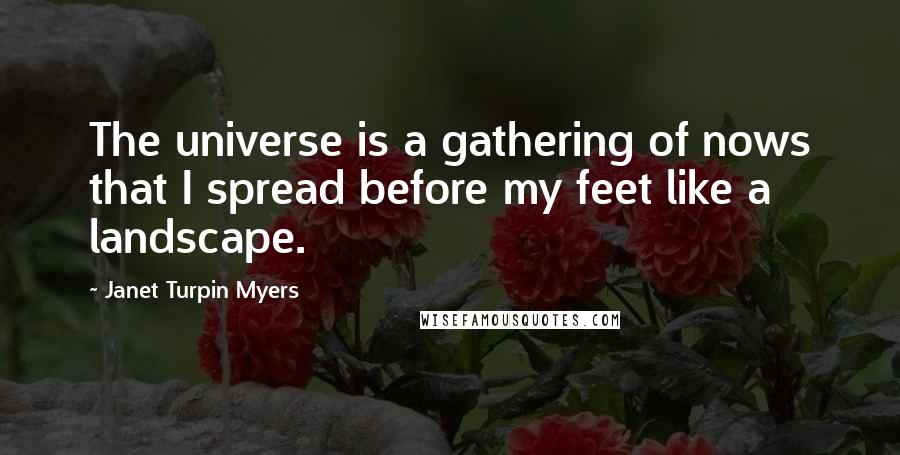 Janet Turpin Myers Quotes: The universe is a gathering of nows that I spread before my feet like a landscape.