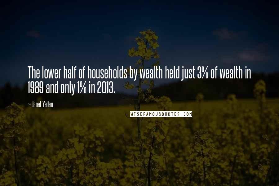 Janet Yellen Quotes: The lower half of households by wealth held just 3% of wealth in 1989 and only 1% in 2013.