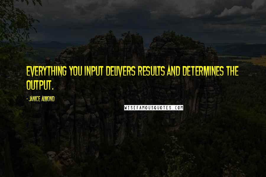 Janice Almond Quotes: Everything you input delivers results and determines the output.