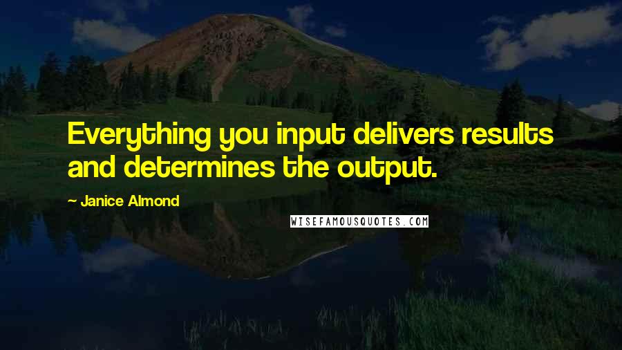 Janice Almond Quotes: Everything you input delivers results and determines the output.