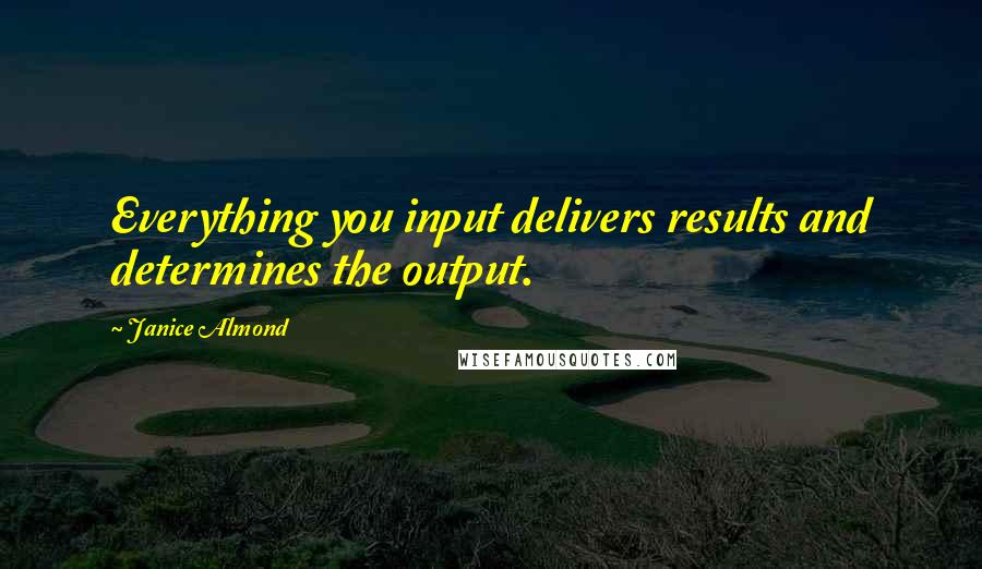Janice Almond Quotes: Everything you input delivers results and determines the output.