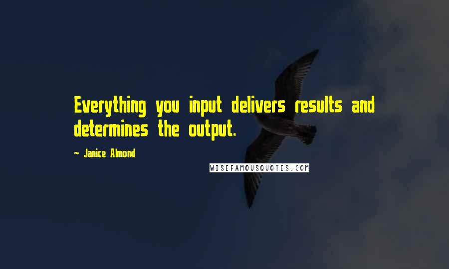 Janice Almond Quotes: Everything you input delivers results and determines the output.