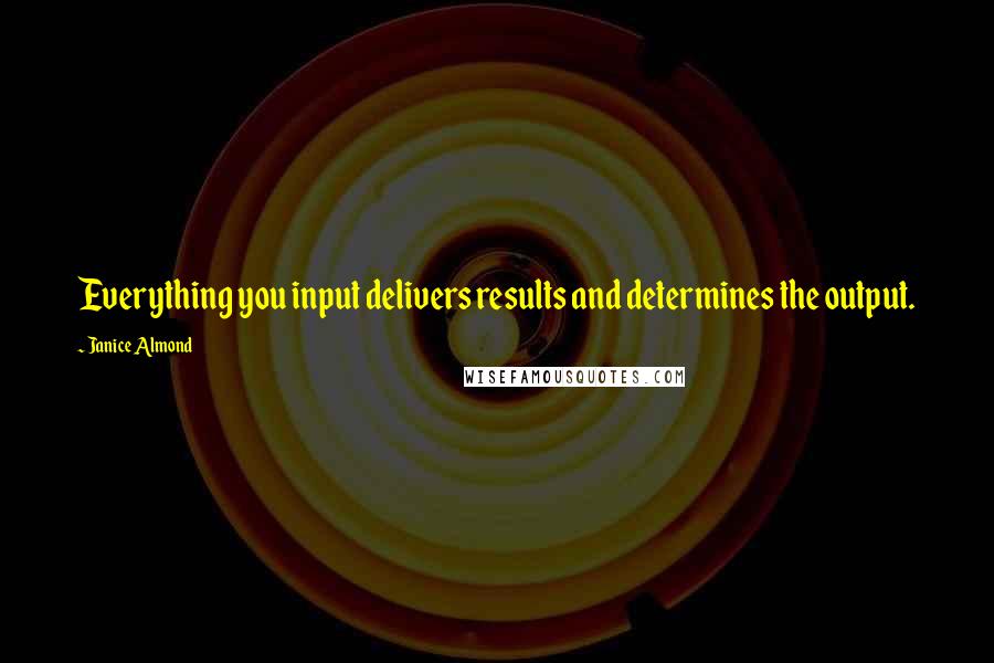 Janice Almond Quotes: Everything you input delivers results and determines the output.