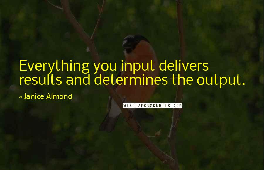 Janice Almond Quotes: Everything you input delivers results and determines the output.