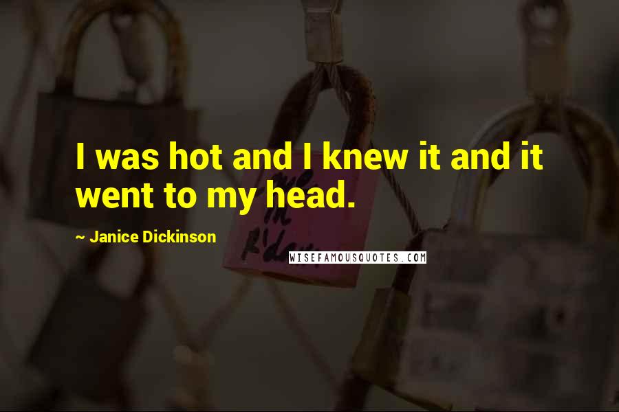 Janice Dickinson Quotes: I was hot and I knew it and it went to my head.