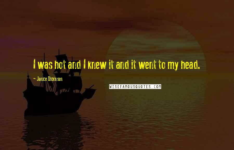 Janice Dickinson Quotes: I was hot and I knew it and it went to my head.