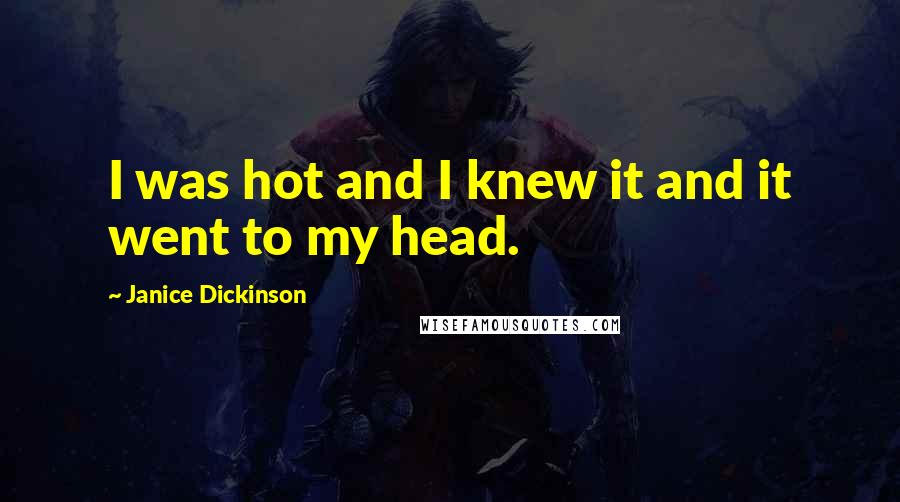 Janice Dickinson Quotes: I was hot and I knew it and it went to my head.