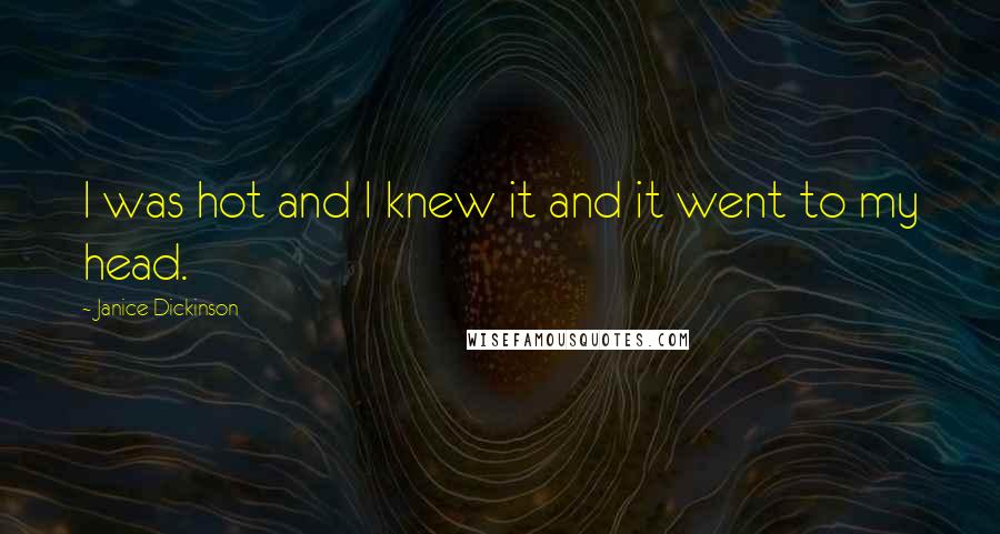 Janice Dickinson Quotes: I was hot and I knew it and it went to my head.