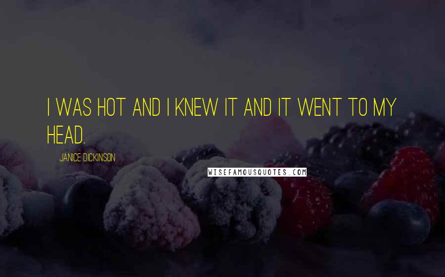 Janice Dickinson Quotes: I was hot and I knew it and it went to my head.