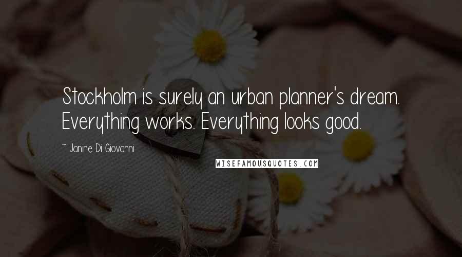 Janine Di Giovanni Quotes: Stockholm is surely an urban planner's dream. Everything works. Everything looks good.