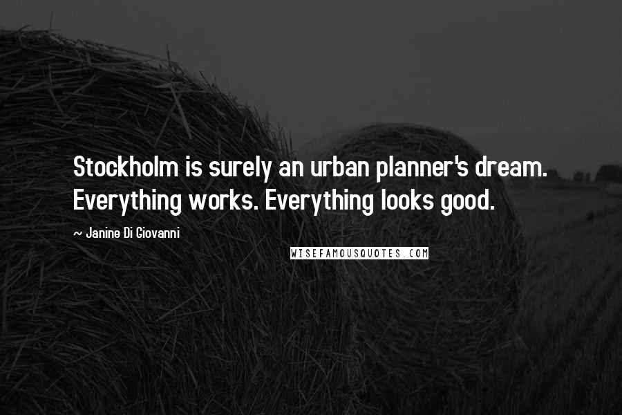 Janine Di Giovanni Quotes: Stockholm is surely an urban planner's dream. Everything works. Everything looks good.