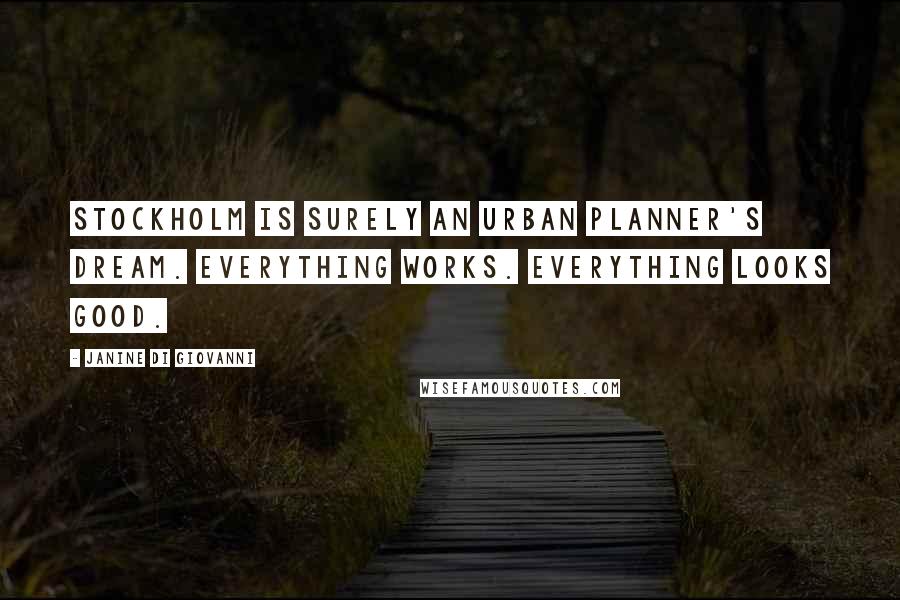 Janine Di Giovanni Quotes: Stockholm is surely an urban planner's dream. Everything works. Everything looks good.