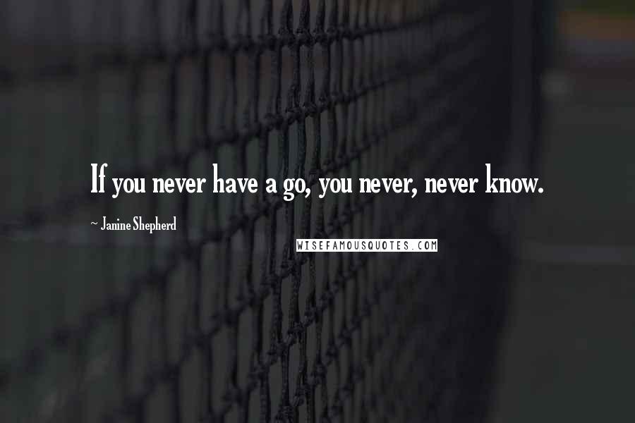 Janine Shepherd Quotes: If you never have a go, you never, never know.