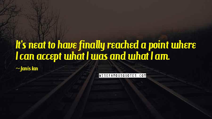 Janis Ian Quotes: It's neat to have finally reached a point where I can accept what I was and what I am.