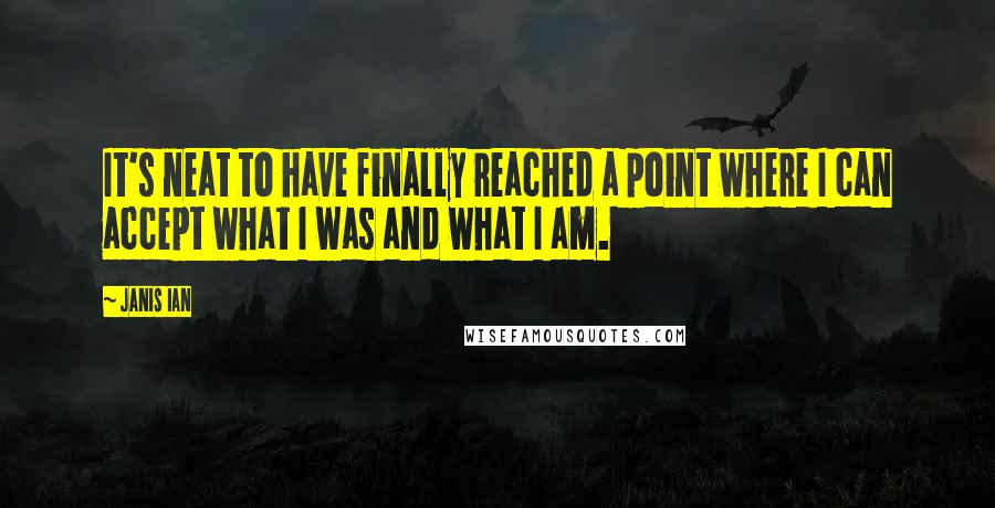 Janis Ian Quotes: It's neat to have finally reached a point where I can accept what I was and what I am.