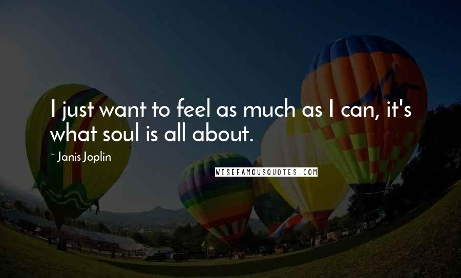 Janis Joplin Quotes: I just want to feel as much as I can, it's what soul is all about.