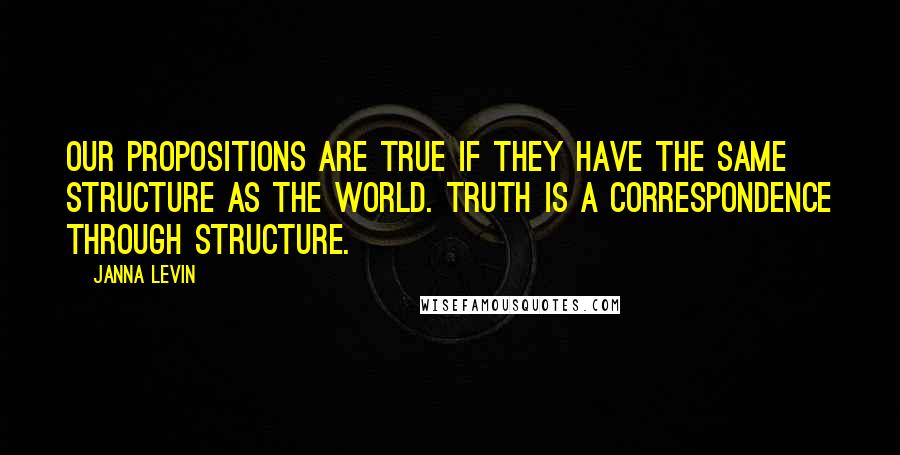 Janna Levin Quotes: Our propositions are true if they have the same structure as the world. Truth is a correspondence through structure.