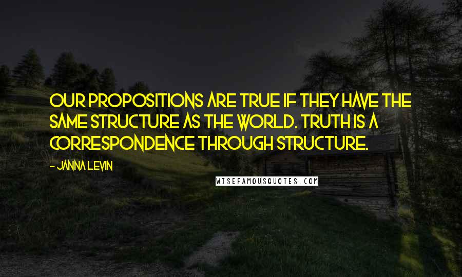 Janna Levin Quotes: Our propositions are true if they have the same structure as the world. Truth is a correspondence through structure.