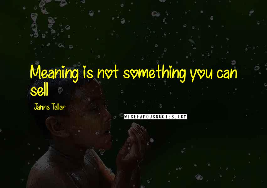 Janne Teller Quotes: Meaning is not something you can sell