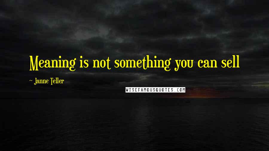 Janne Teller Quotes: Meaning is not something you can sell