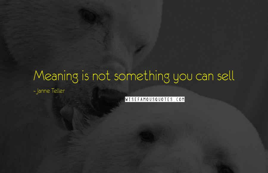 Janne Teller Quotes: Meaning is not something you can sell