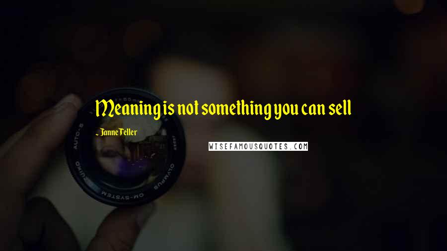 Janne Teller Quotes: Meaning is not something you can sell