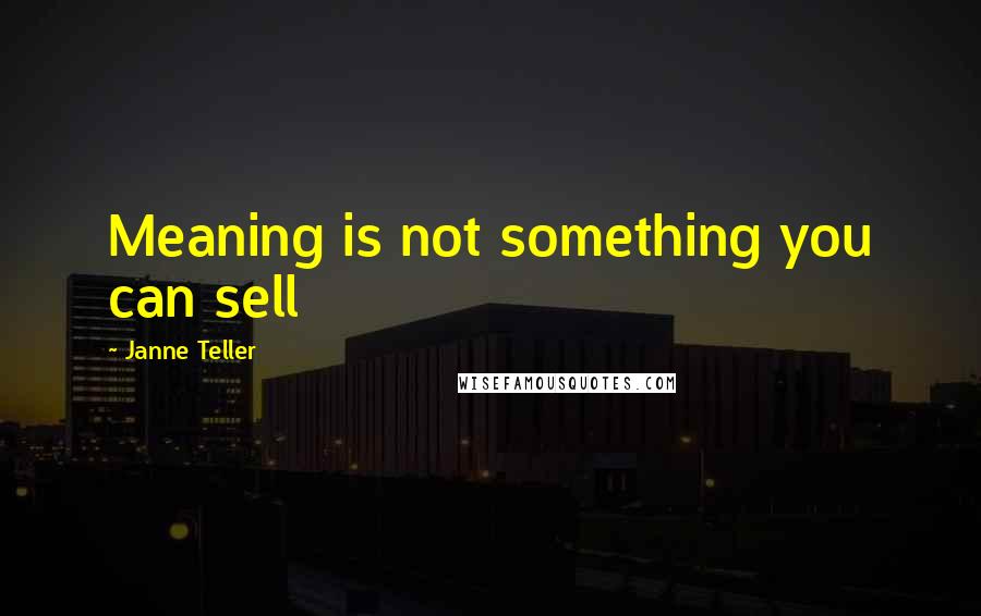 Janne Teller Quotes: Meaning is not something you can sell