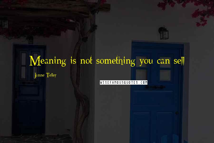 Janne Teller Quotes: Meaning is not something you can sell