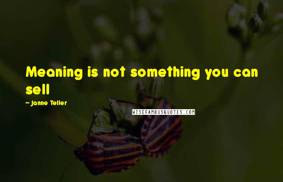 Janne Teller Quotes: Meaning is not something you can sell