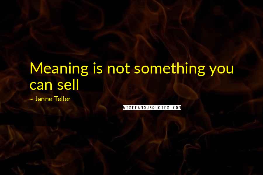 Janne Teller Quotes: Meaning is not something you can sell