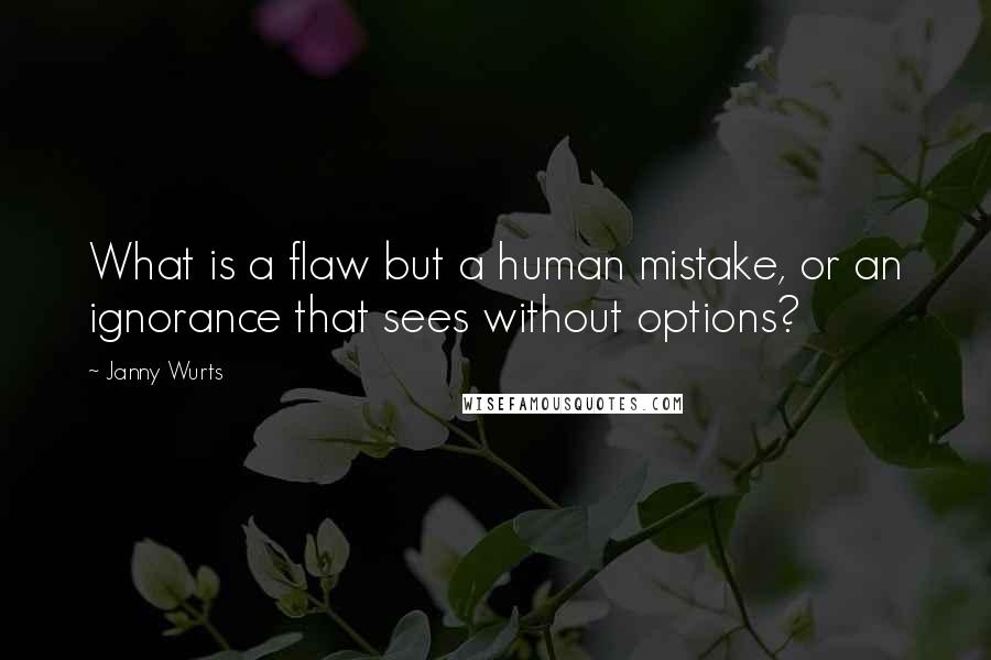 Janny Wurts Quotes: What is a flaw but a human mistake, or an ignorance that sees without options?