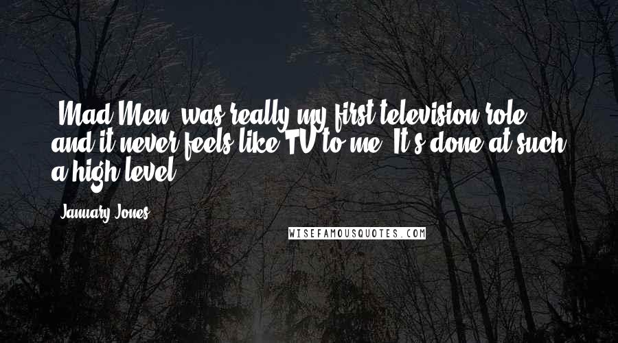 January Jones Quotes: 'Mad Men' was really my first television role, and it never feels like TV to me. It's done at such a high level.