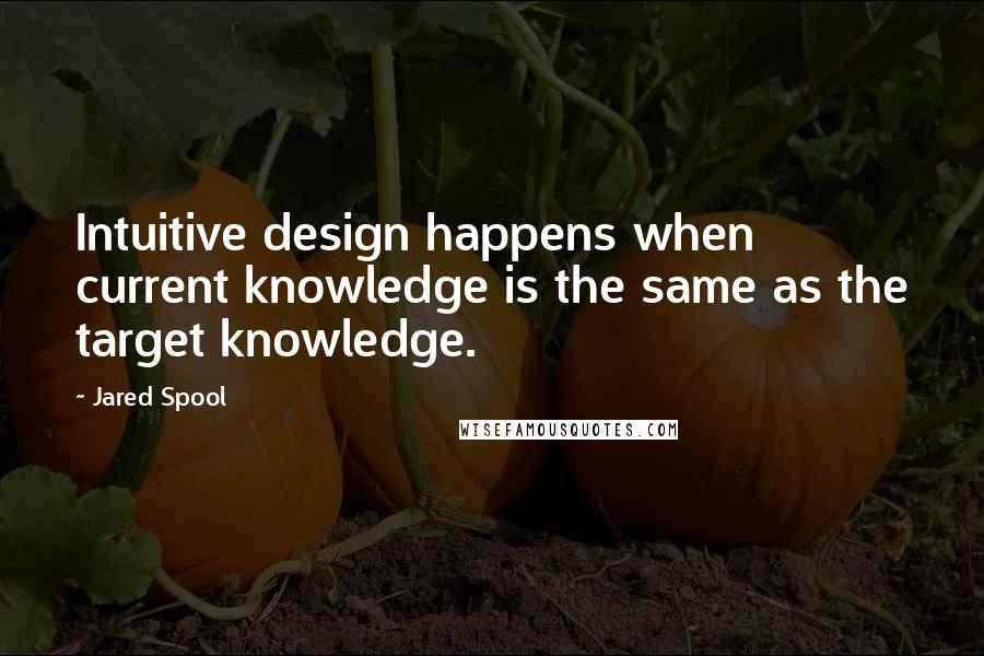 Jared Spool Quotes: Intuitive design happens when current knowledge is the same as the target knowledge.