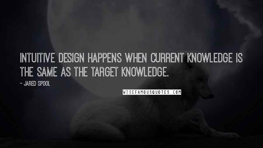 Jared Spool Quotes: Intuitive design happens when current knowledge is the same as the target knowledge.