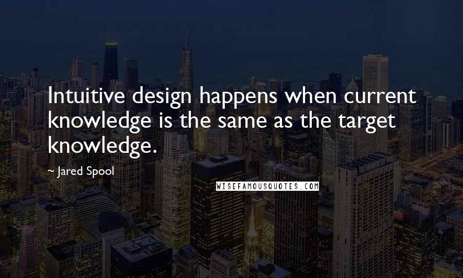 Jared Spool Quotes: Intuitive design happens when current knowledge is the same as the target knowledge.