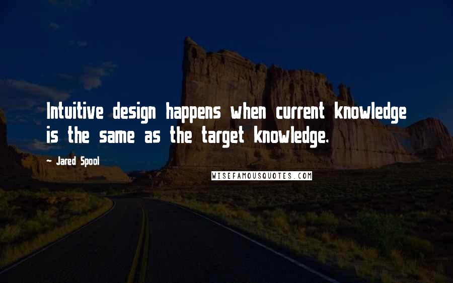 Jared Spool Quotes: Intuitive design happens when current knowledge is the same as the target knowledge.