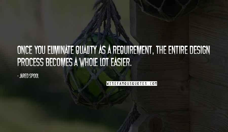 Jared Spool Quotes: Once you eliminate quality as a requirement, the entire design process becomes a whole lot easier.