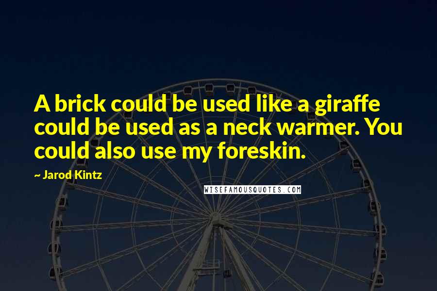 Jarod Kintz Quotes: A brick could be used like a giraffe could be used as a neck warmer. You could also use my foreskin.