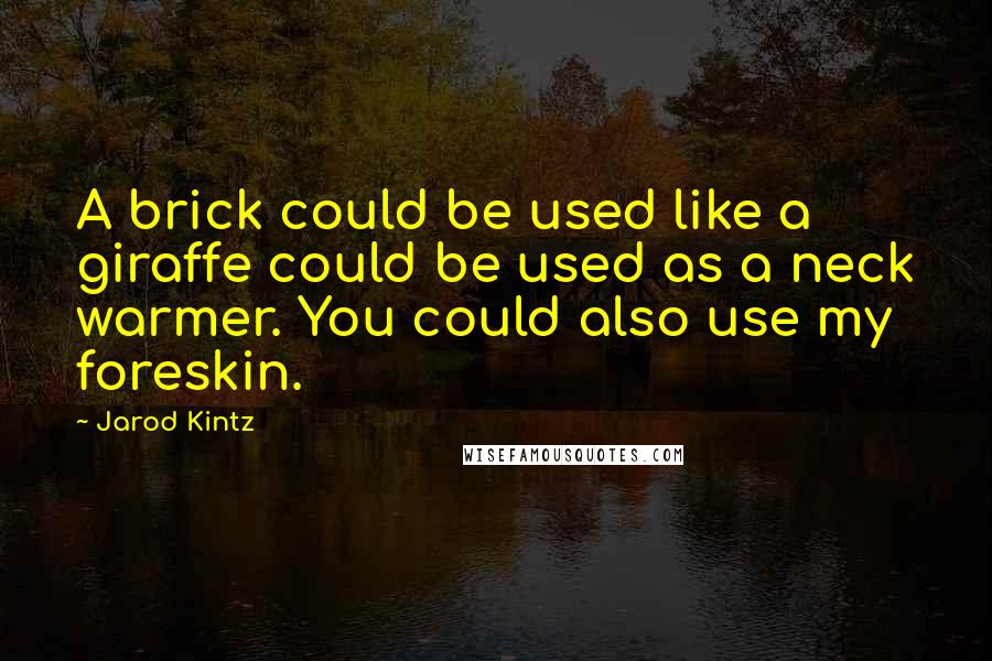 Jarod Kintz Quotes: A brick could be used like a giraffe could be used as a neck warmer. You could also use my foreskin.