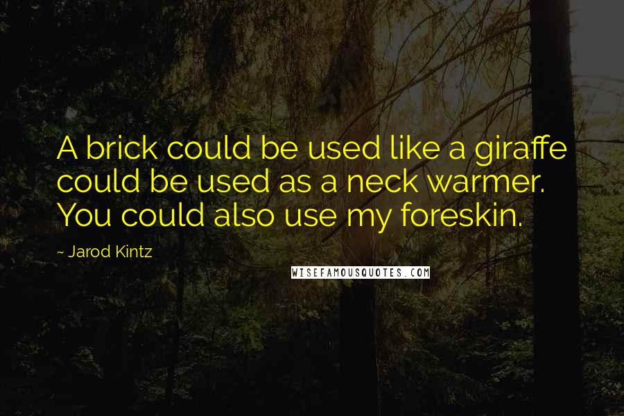 Jarod Kintz Quotes: A brick could be used like a giraffe could be used as a neck warmer. You could also use my foreskin.