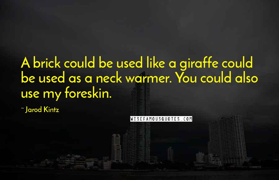 Jarod Kintz Quotes: A brick could be used like a giraffe could be used as a neck warmer. You could also use my foreskin.