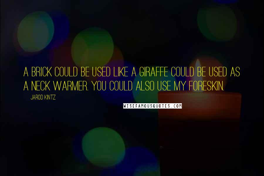Jarod Kintz Quotes: A brick could be used like a giraffe could be used as a neck warmer. You could also use my foreskin.