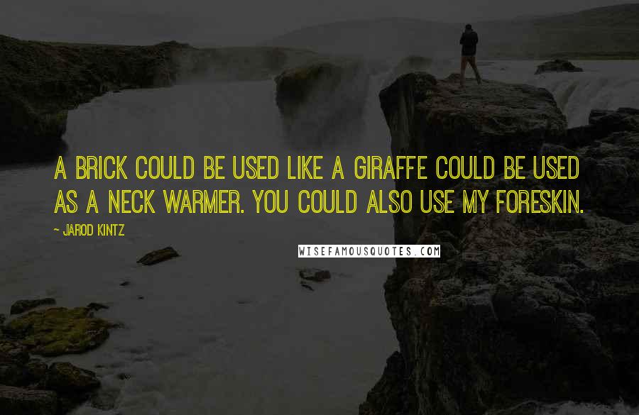 Jarod Kintz Quotes: A brick could be used like a giraffe could be used as a neck warmer. You could also use my foreskin.