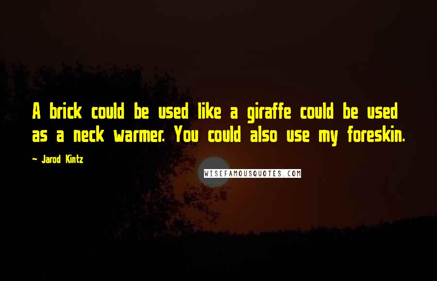 Jarod Kintz Quotes: A brick could be used like a giraffe could be used as a neck warmer. You could also use my foreskin.