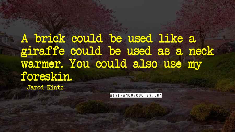 Jarod Kintz Quotes: A brick could be used like a giraffe could be used as a neck warmer. You could also use my foreskin.