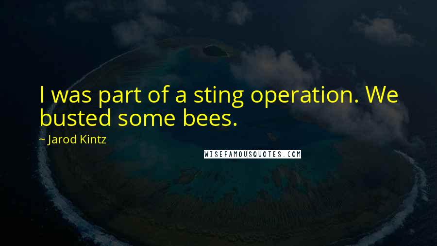 Jarod Kintz Quotes: I was part of a sting operation. We busted some bees.