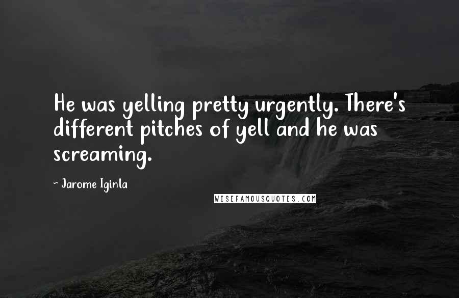 Jarome Iginla Quotes: He was yelling pretty urgently. There's different pitches of yell and he was screaming.